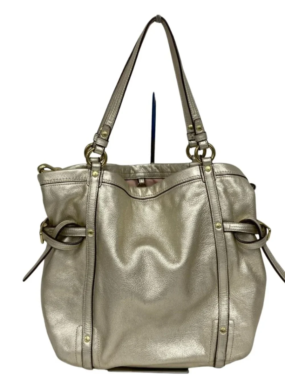 Coach Audrey Andie Cinch Tote Gold Leather Slouchy Buckle Bag Shoulder & Satchel - Picture 2 of 8